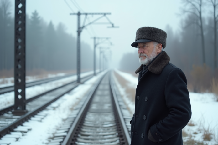 ingenieur-siberien-railway Ingenieur russe age en Siberie au bord des rails enneiges