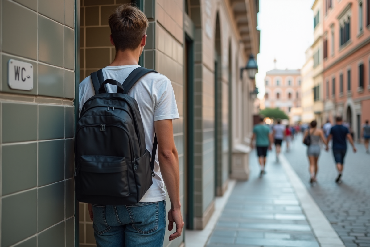 Jeune homme sortant d