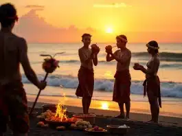 Les rituels balinais sur la plage de Jimbaran à Bali