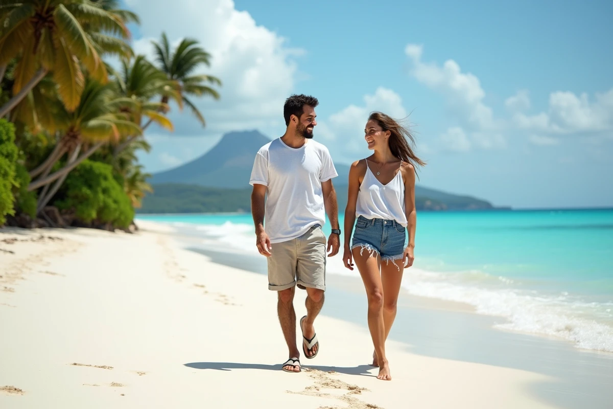 Deux amis marchant sur la plage de l