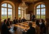 Photo d'un séminaire d'affaires dans un château en Bourgogne avec participants